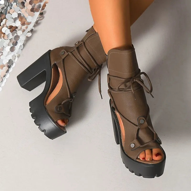 Platform Ankle Boots – Open Toe – Platform Silhouette | KIMLUD