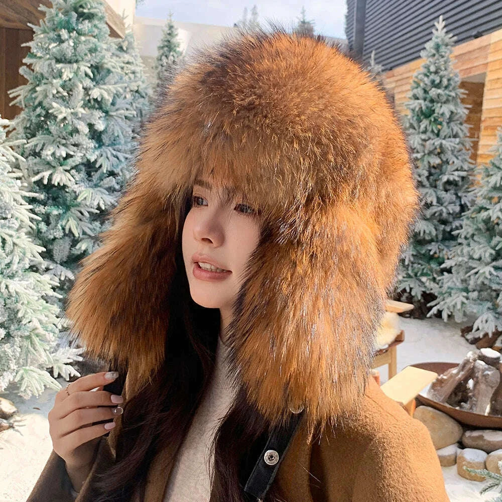 natural-raccoon-fur-caps-russian-hat-unisex-trapper-fur-cap-aviator-trooper-winter-thickened-and-warm-flaps-ski-hat-bomber-hatskimlud-womens-fashion-34622487