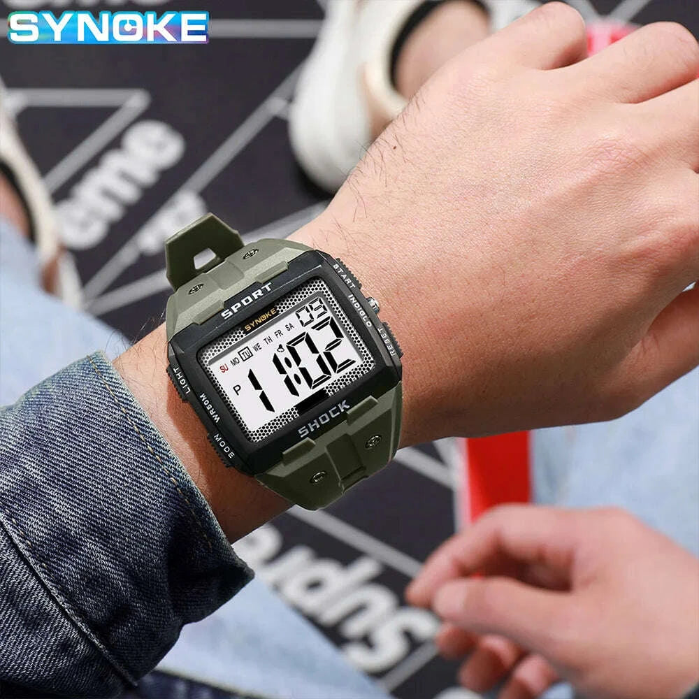 KIMLUD, SYNOKE Big Numbers Full Size Digital Watch Easy to Read 5ATM Water Resistant Electronic Wristwatch Countdown Clock Reloj Hombre, KIMLUD Womens Clothes