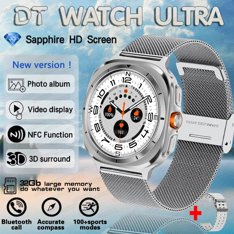 2025 New DT Watch 7 Ultra Smart Watch Men 32GB Memory Video GPS NFC 47mm AMOLED Fitness Sports Tracker Health Smartwatches Women