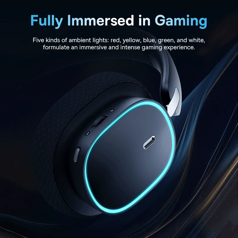 KIMLUD, Baseus GH02 Gaming Wireless Headphone with Mic Over-Ear Headphones Bluetooth 5.3 40mm Driver 2.4G/Wireless/Cable RGB Headsets, KIMLUD Womens Clothes