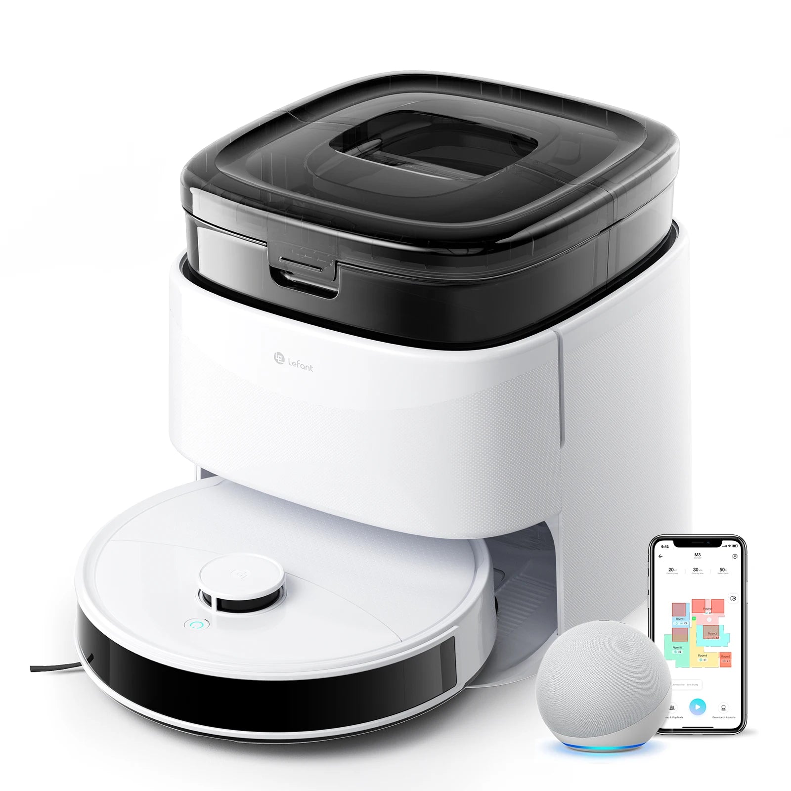 LEFANT M3 M3L Robot Vacuum Cleaner with Mapping, 12000Pa Suction, Emptying Station, Automatic Washing and Drying, DTOF Laser