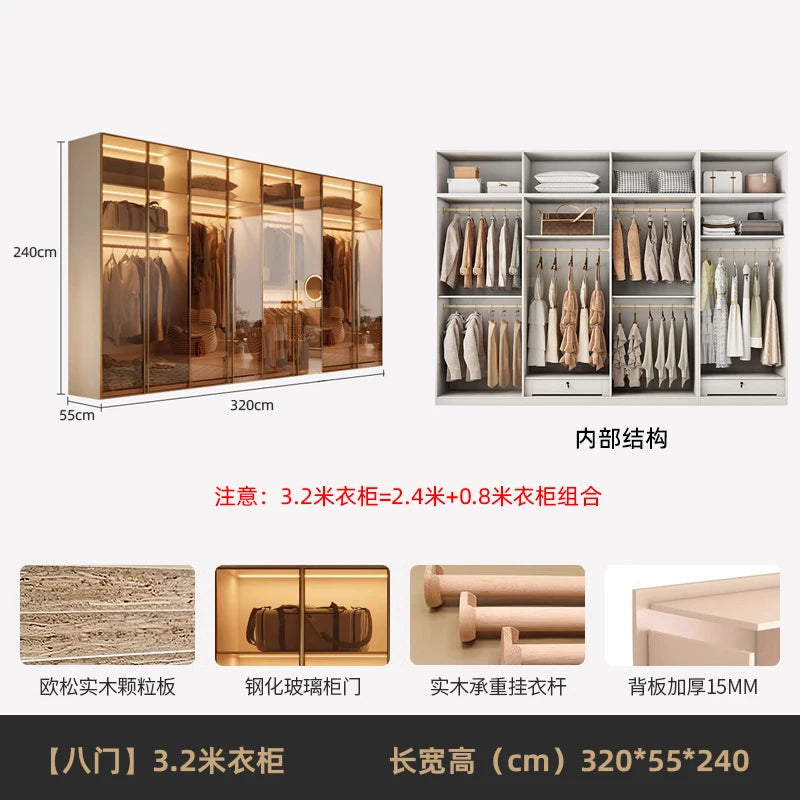 Fabric Open Closet Display Wooden Minimalist Modern Wardrobe Jewelry Cube Modular Wearable Storage Guarda Roupa Salon Furniture