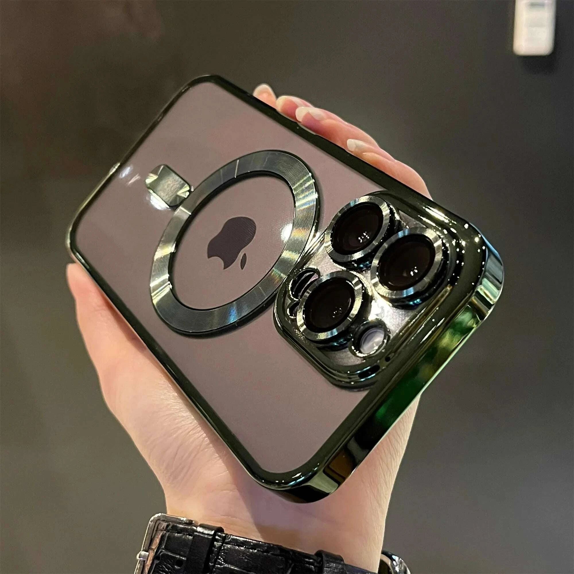 KIMLUD, Luxury Magnetic Plating Clear Case For Magsafe Wireless Charging iPhone 11 12 13 14 15 16 17 Pro Max Air Plus Shockproof Cover, KIMLUD Womens Clothes