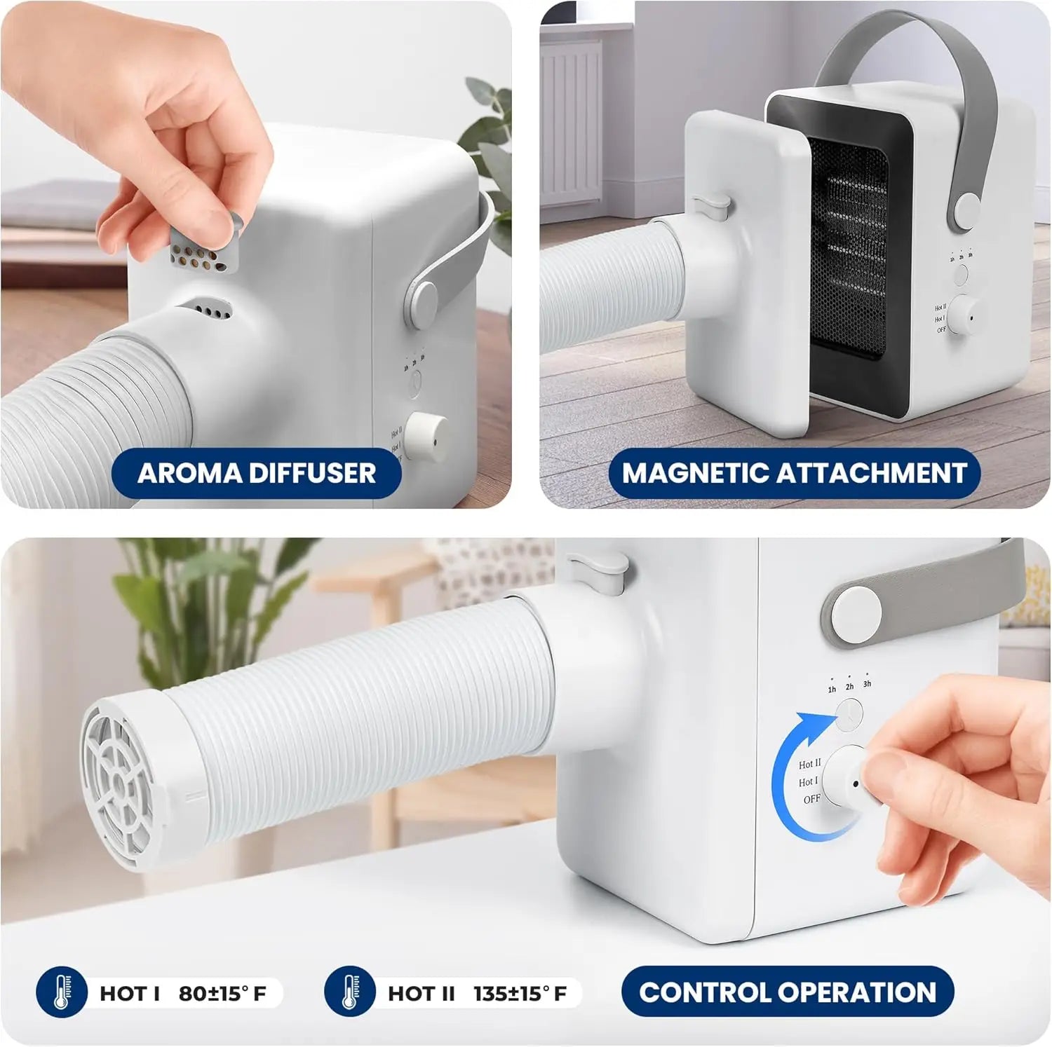 Electric Portable Clothes Dryer | 1000W Multi-Use Mini Heater & Aroma Diffuser for Home, Apartment, Dorm, Travel & RV Camping