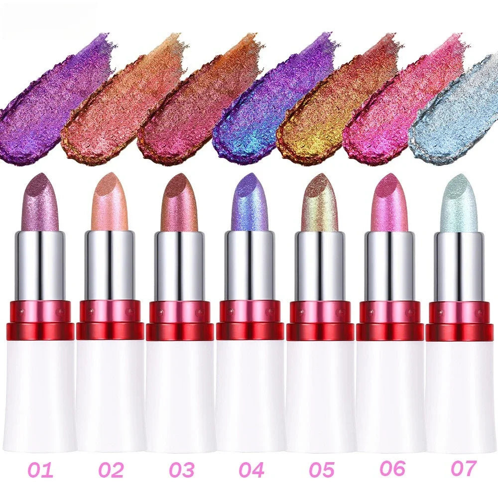 Metallic Lip Gloss Glitter Glaze Waterproof Long-Lasting — Bright Red | KIMLUD