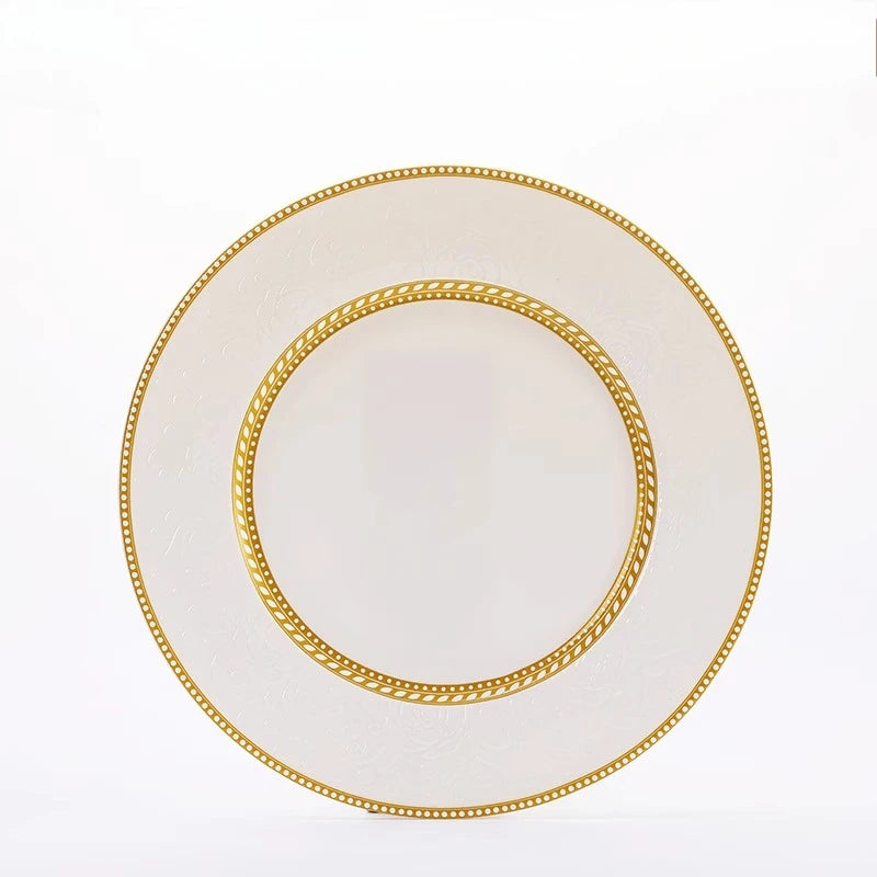 Bone China Bowl With Relief Rose And Gold Trim — White | KIMLUD