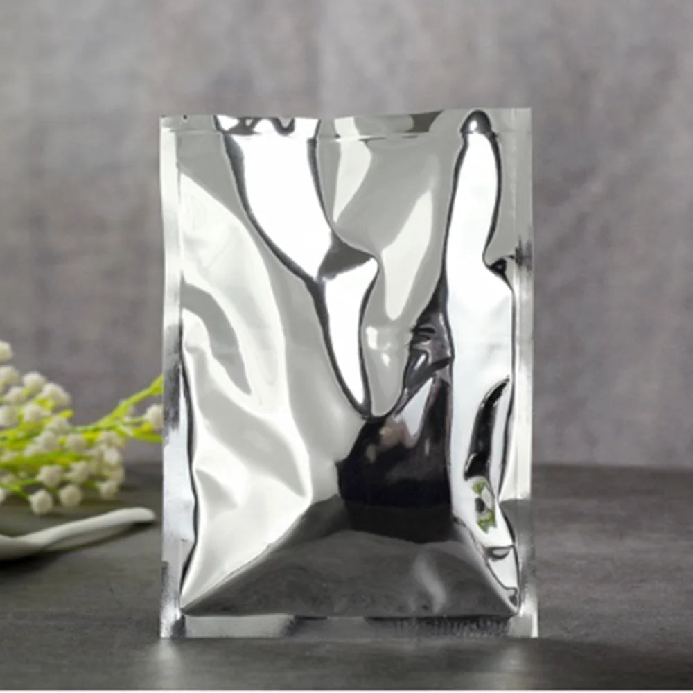 100pcs 35X50cm Big Silvery Plating Aluminum Foil Flat Bag - Top Open Heat Sealing Food Grade Pouches Powder Snacks Cloth Package