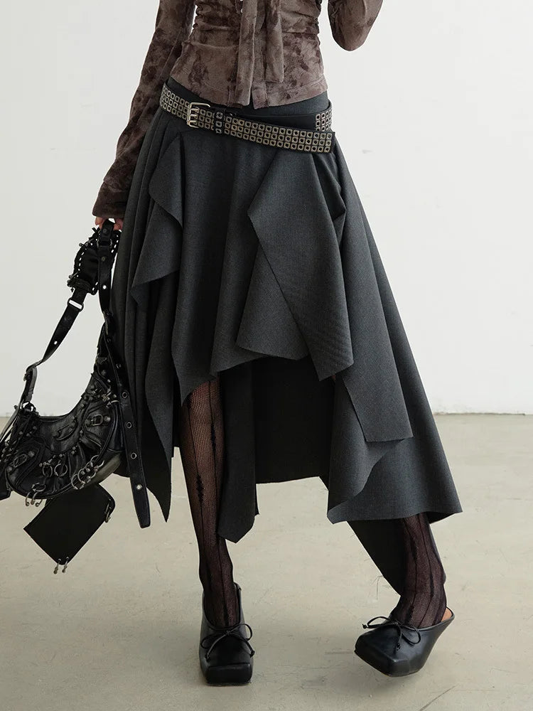 Skirt – High Waist – Cotton Polyester – Dark Gray | KIMLUD