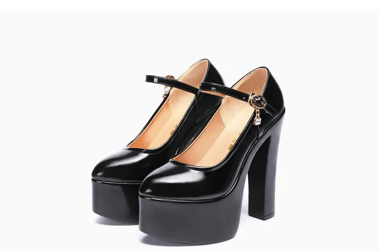 Pumps – Extreme Block Heel Platform – PU | KIMLUD