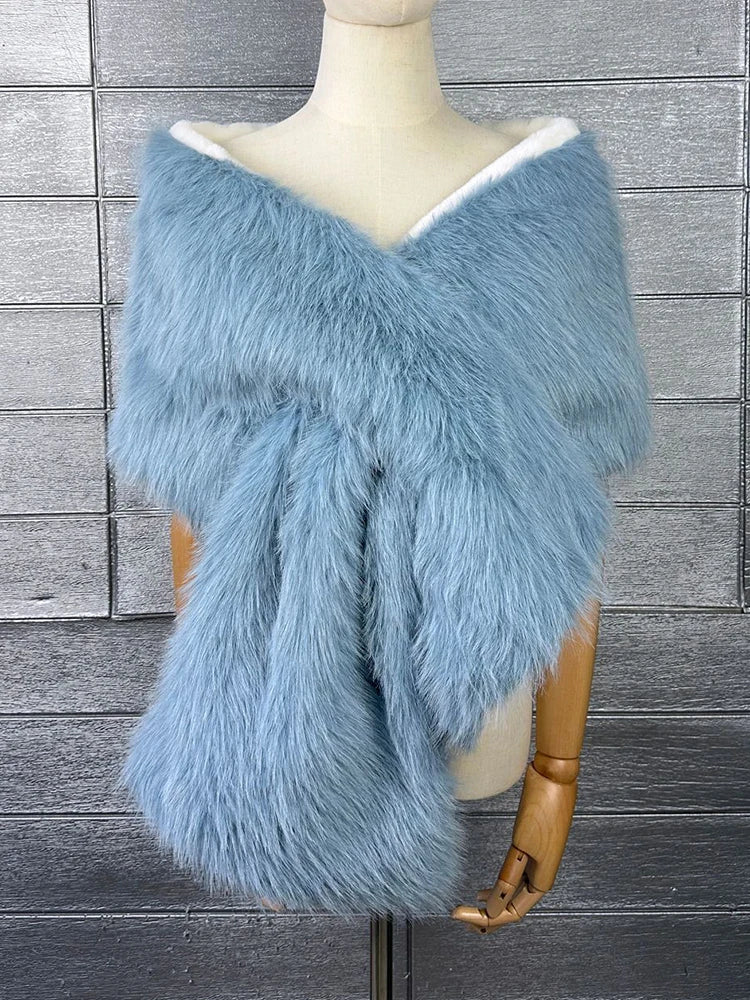 Faux Fur Scarf – Long Keep Warm – Black | KIMLUD