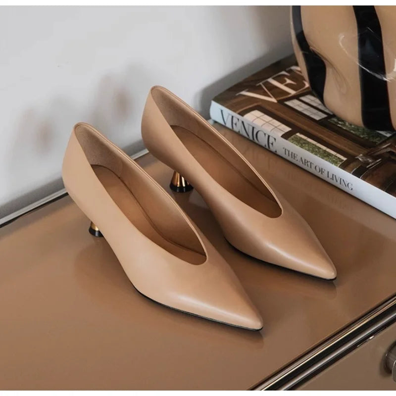 Designer Pointed Toe Women Pumps Shoes Fashion Shallow Slip On 2025 Spring Autumn Dancing Party Low Heel Shoes