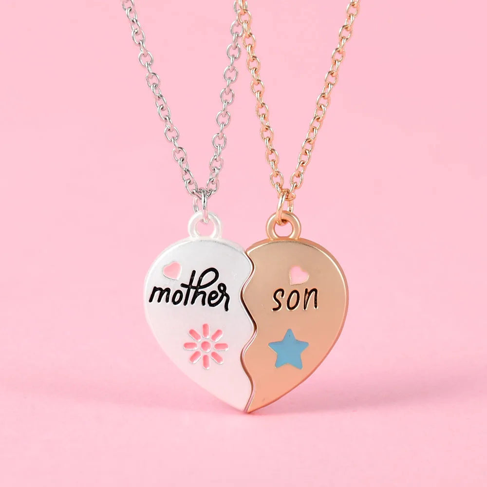 Two-Tone Pendant Necklace Heart Letter — White and Rose Gold | KIMLUD
