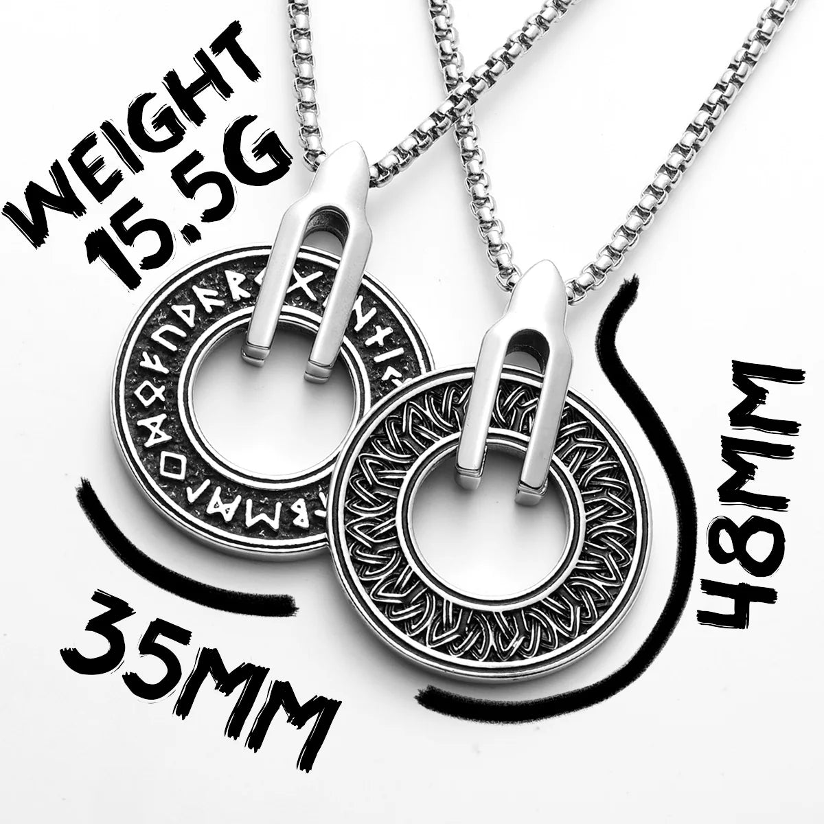 Viking Rune Carving Men Necklaces With Pendant Stainless Steel Jewelry For Male Women Punk Hip Hop Accessories Gifts Wholesale