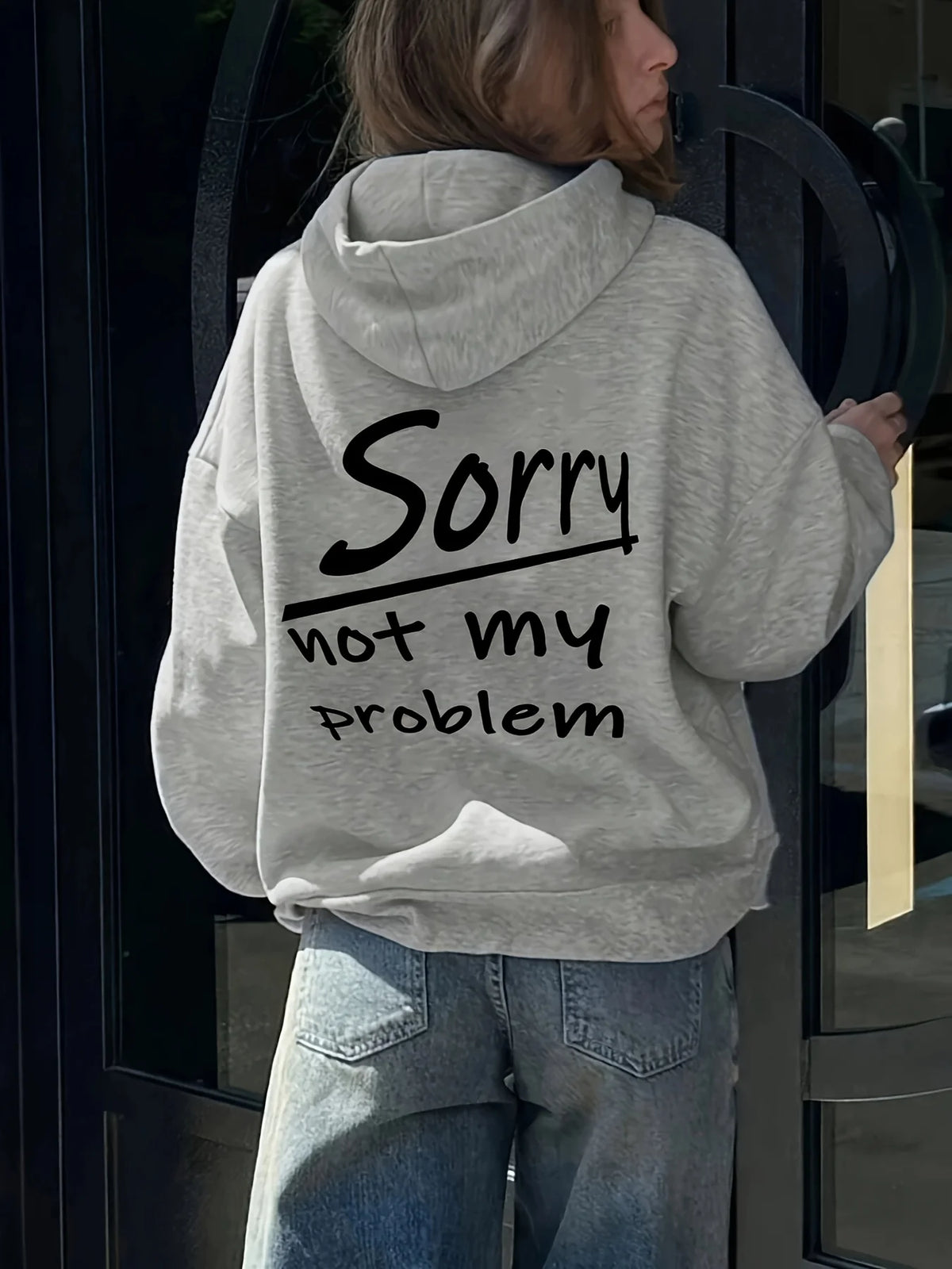 Hoodie – Alphabet Print – Polyester – Loose | KIMLUD
