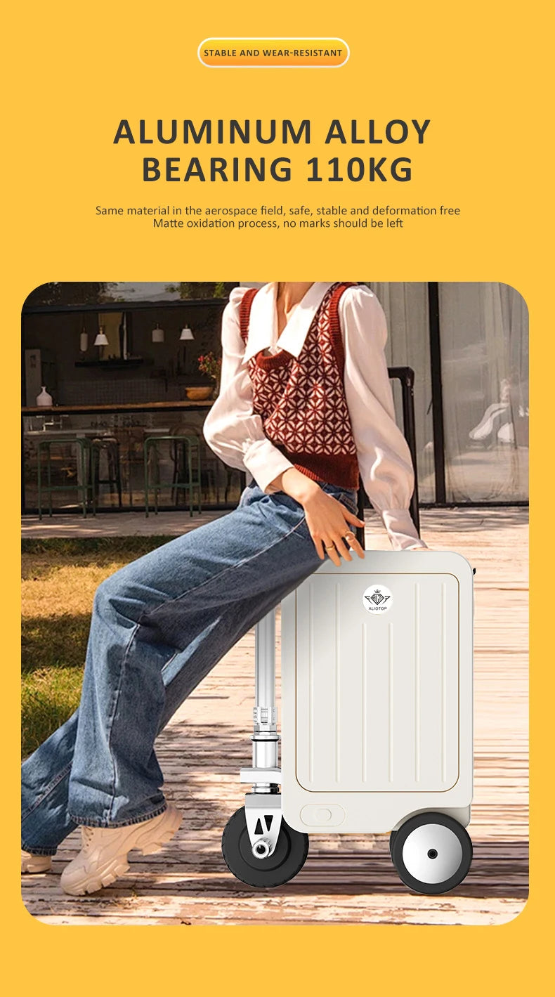 2025Aliotop High Quality Modern Smart Portable Manned Electric Riding Luggage Anti-Theft Waterproof Expandable Foldable Aluminiu