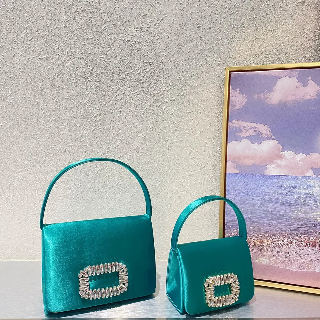 Crystal-Embellished Satin Evening Bag Tassel — Crystal | KIMLUD