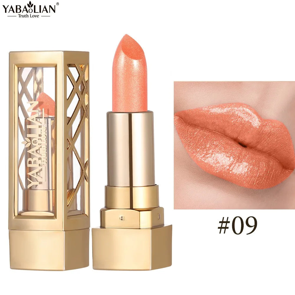 12 Color Gold Tube Lipstick Matte Pearlescent Glitter Velvet Lipsticks Shiny Red Brown Waterproof Lasting Solid Lip Gloss Makeup