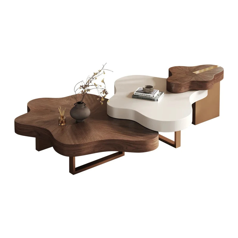 Italian Style Coffee Table Rectangle — Walnut Ivory | KIMLUD