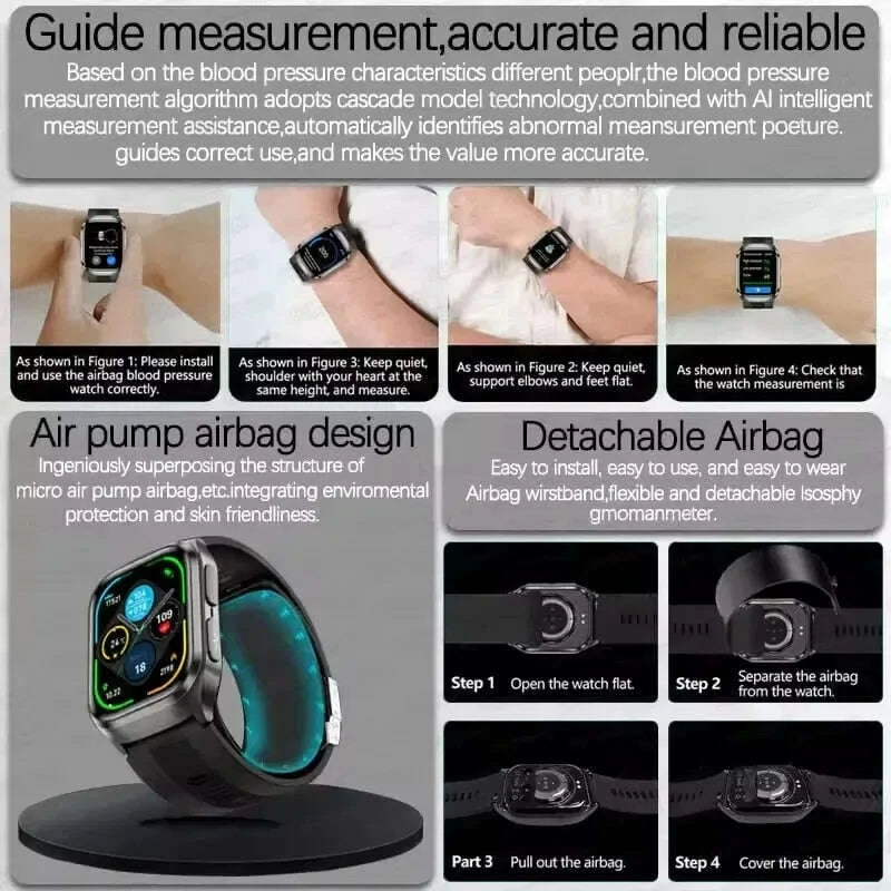 KIMLUD, 2025New Heart Health Analysi NFC Air Pump+Air Bag Smart Watch Men Accurate Blood Pressure Uric Acid ECG Call Smart Bracelet lady, KIMLUD Womens Clothes