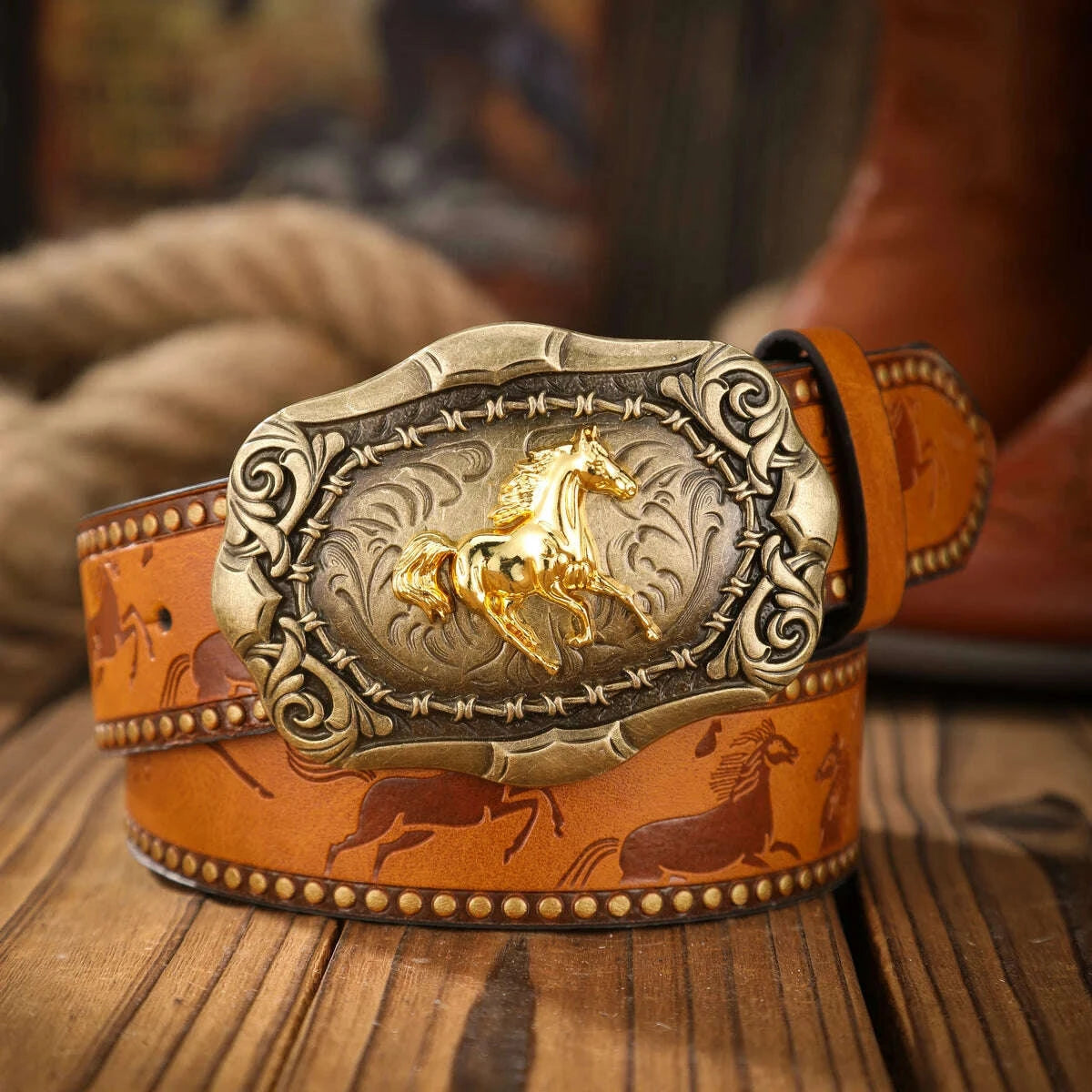 KIMLUD, Vintage and fashion collision! PU leather alloy buckle waistband, for both men and women, to create a personalized western styl, KIMLUD Womens Clothes