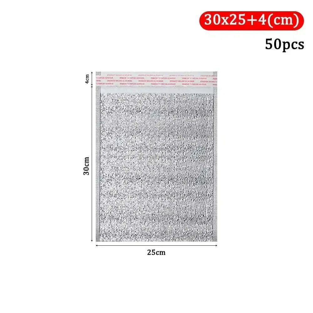 KIMLUD, 50Pcs/Pack Ice Cold Warm Aluminum Foil Bag Food Thermal Drink Storage Insulation Bag Delivery Carrier with Closure Cooler Bag, KIMLUD Womens Clothes