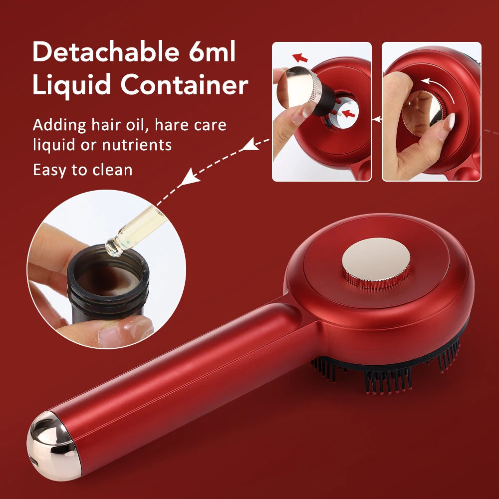 Electric Massage Comb Vibration Massager Red Light Follicle Comb Scalp Brush Hair Growth Anti Hair Loss Liquid Oil Applicator