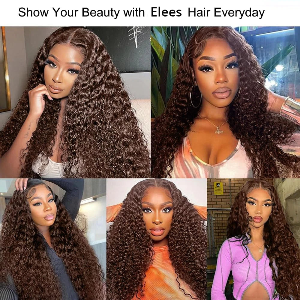 Lace Closure Wig – Glueless – Deep Wave – Chocolate Brown | KIMLUD