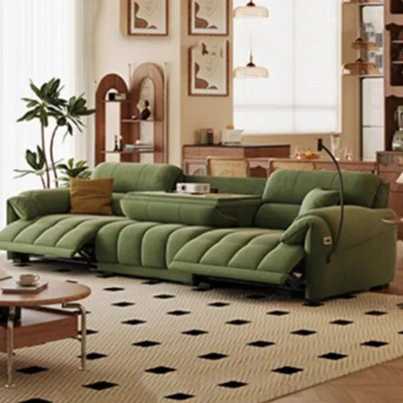 Sleek Scandinavian Fabric Solid Sofas — Green | KIMLUD