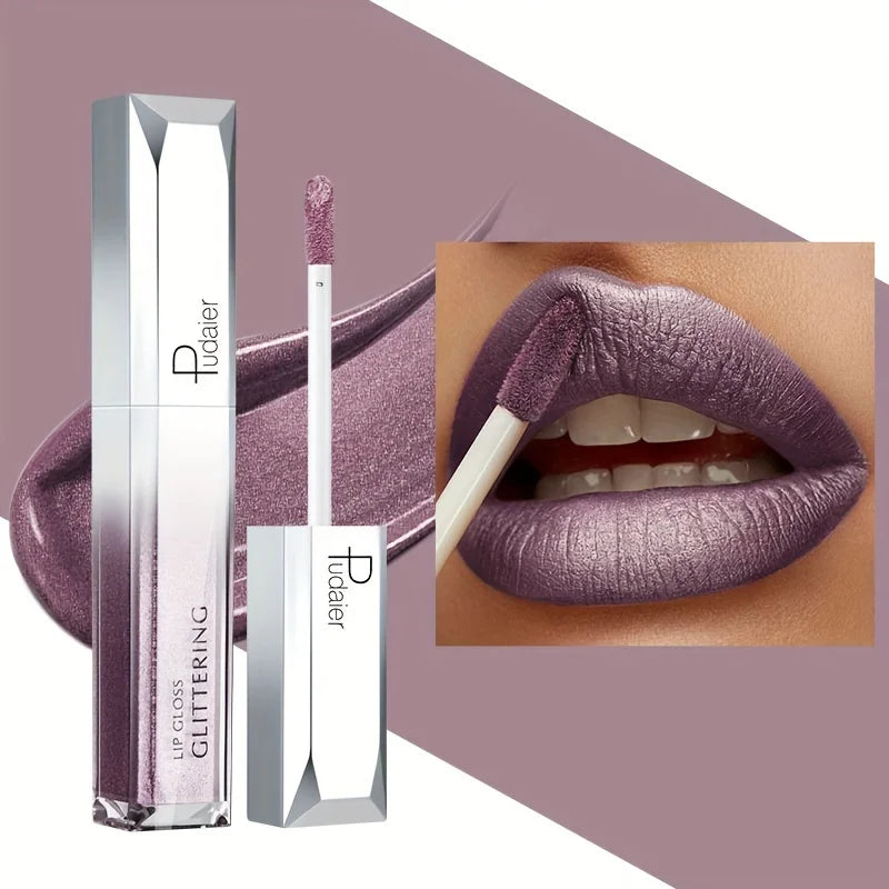 Metallic Lip Gloss Set Waterproof Long-Lasting — Mauve Rose | KIMLUD