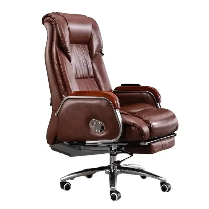 Retro Executive Leather Chair Armchairs Editor Choises Fashion Aluminium Office Chair Working Relax Silla Escritorio