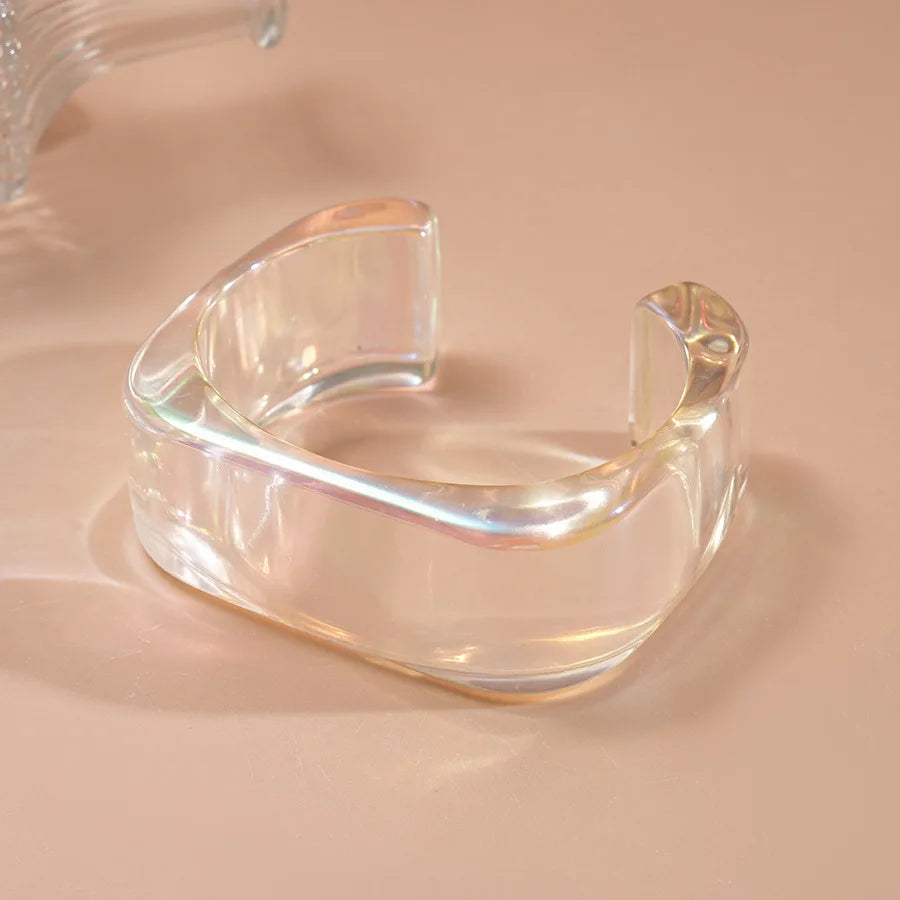 Bohemia Transparent Colorful Acrylic Opening Bangle for Women Irregular Large Wide Cuff Bracelet New Trend Couple Jewelry F