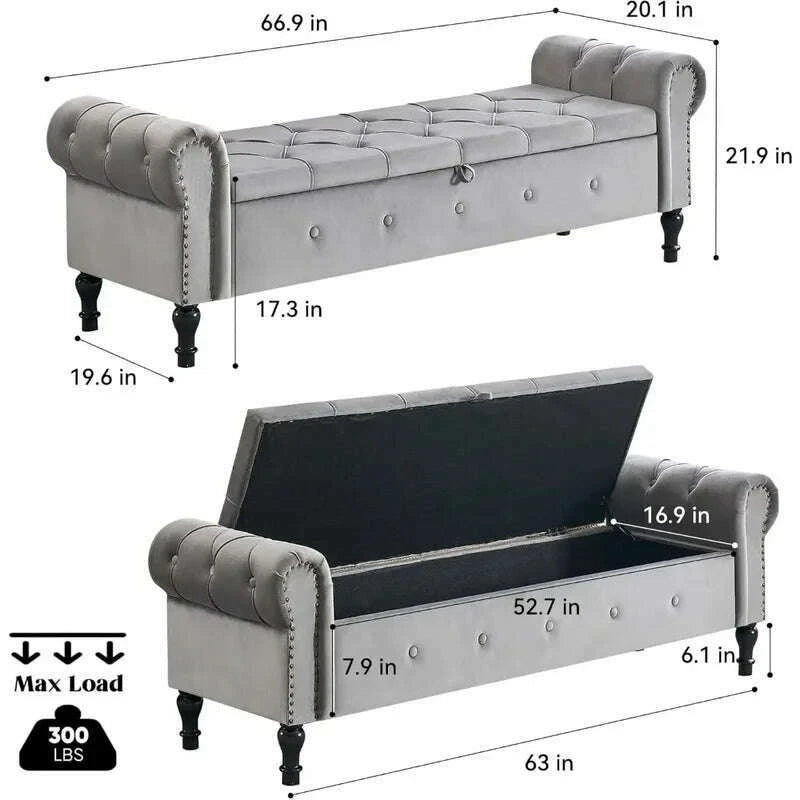 velvet-tufted-storage-bench-67-bedroom-end-of-bed-bench-king-size-with-rolled-arms-button-ottoman-benchkimlud-womens-fashion-34604684