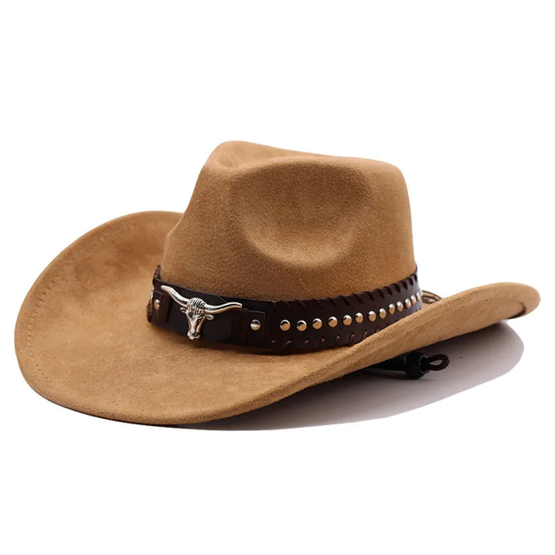 Felt Western Cowboy Hat With Bullhead Rivets — Sand | KIMLUD
