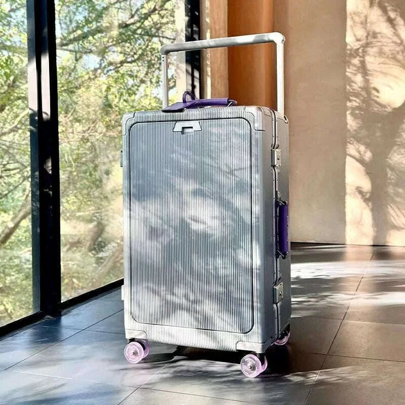 front-opening-pocket-rolling-luggage-aluminum-frame-wide-handle-trolley-suitcase-with-upgrade-silent-wheel-usb-charging-plug-tsakimlud-womens-fashion-34614321