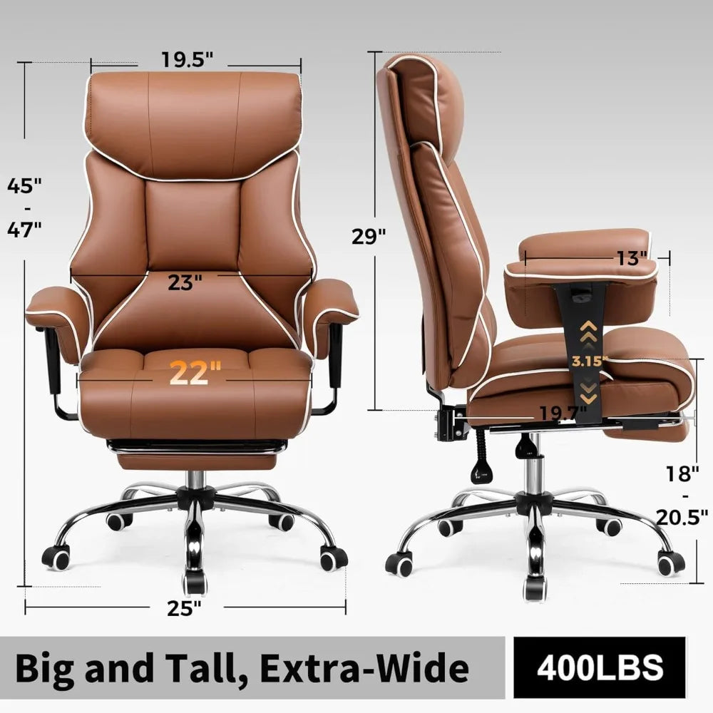 KIMLUD, Big and Tall Office Chair 400lbs High Back Leather Executive Chair with Ergonomic Lumbar Support & Pocket Spring Cushion for Lo, KIMLUD Womens Clothes