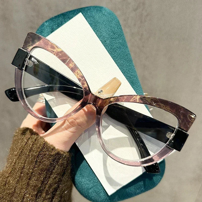 Color Blocking Cat-Eye Glasses — Multi-Color | KIMLUD