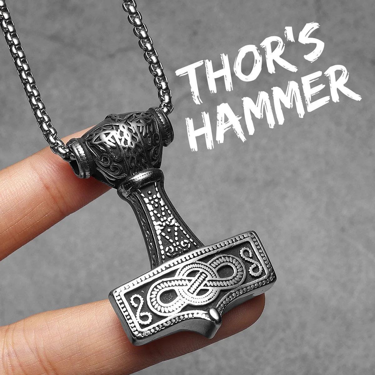 Viking Thor's Hammer Men Necklaces With Pendant Stainless Steel Jewelry For Male Women Punk Hip Hop Accessories Gifts Wholesale