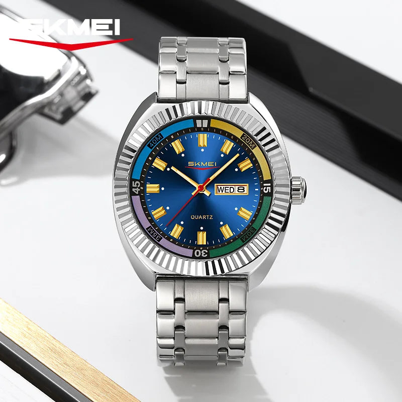 Men's quartz watch, fashionable business waterproof stainless steel watch, casual sports clock Reloj V179
