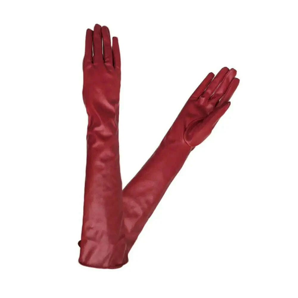 KIMLUD, Full Finger Gloves Windproof Dress Gloves Faux Leather Long Arm Gloves Costume Gloves For Dating Gifts, KIMLUD Womens Clothes