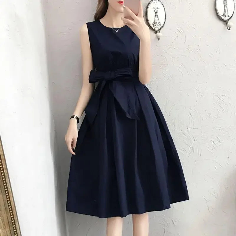 French Vintage Design Unique Summer New Hepburn Style Goddess Elegant Sleeveless Dress Fairy System Women's Dress China Origin