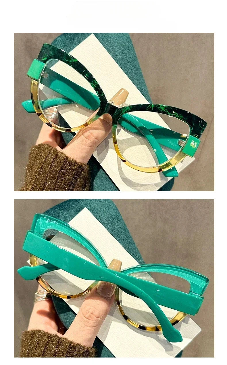 Color Blocking Cat-Eye Glasses — Multi-Color | KIMLUD