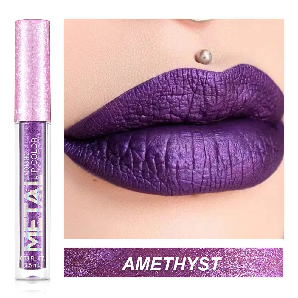 Liquid Lipstick – Glitter Metallic Waterproof Shine | KIMLUD