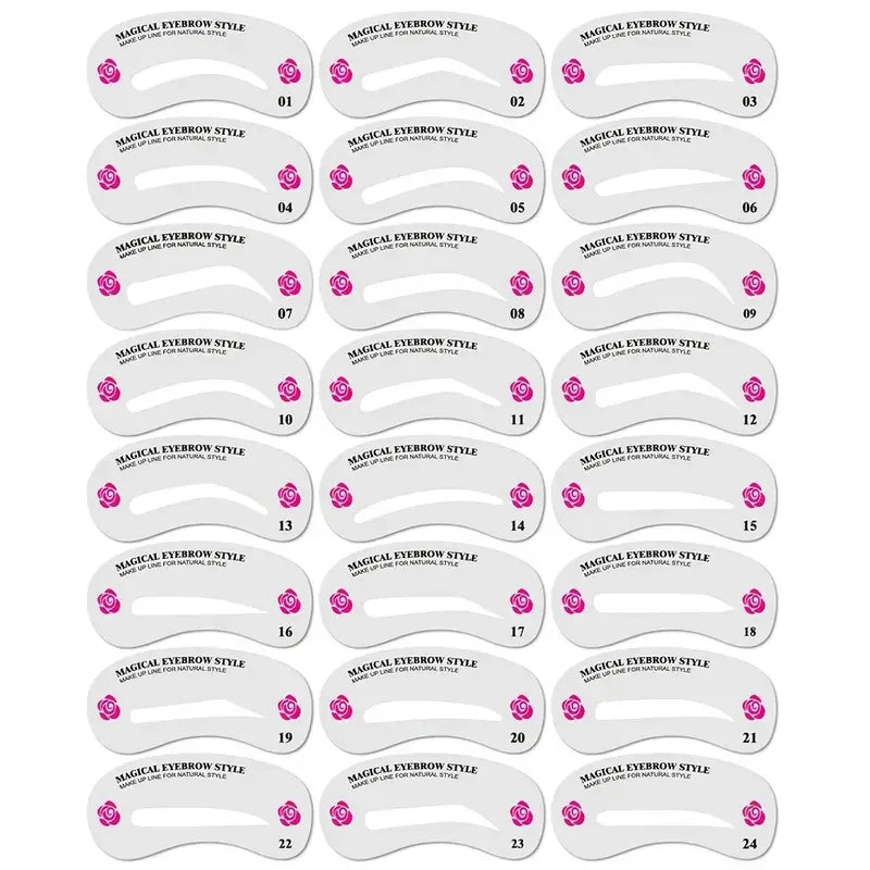24 Styles Eyebrow Shaping Stencils - Grooming Kit for Women - Perfect for Beauty Modeling and Makeup Application