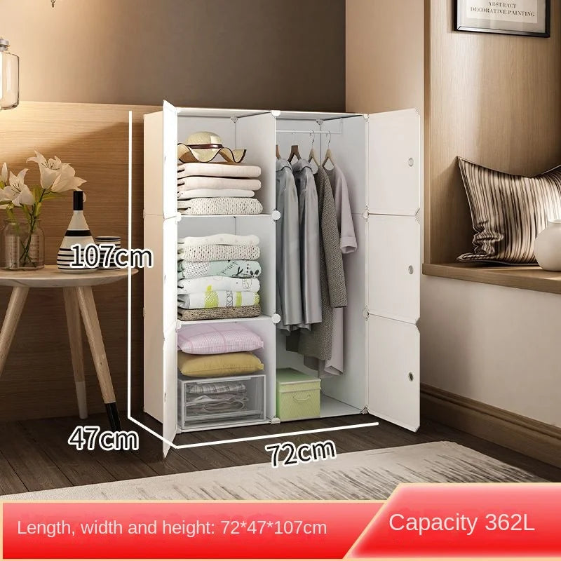 Plastic Wardrobe Collapsible with Large Space — White | KIMLUD