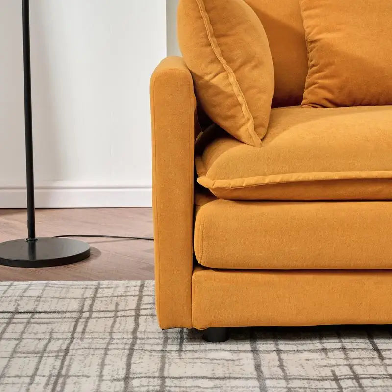 Modular Chenille Cloud Sofa L-Shaped 110-Inch — Orange | KIMLUD