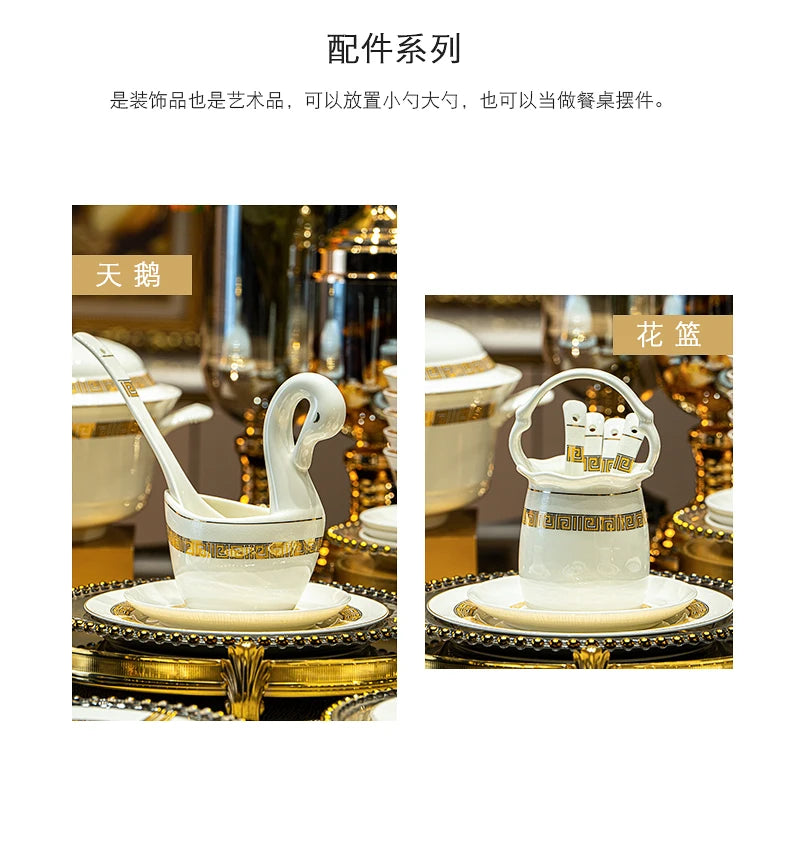 Fine Bone China Dinnerware Sets Gold Trim — White | KIMLUD
