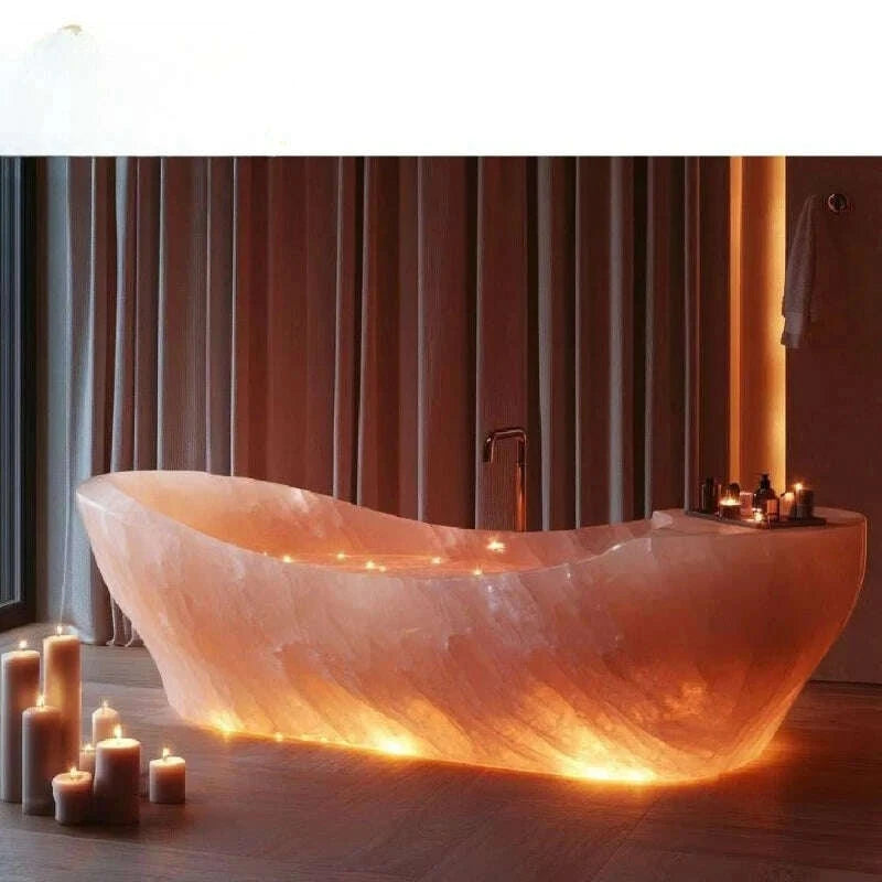 KIMLUD, Irregular pink agate bathtubs for custom apartments and villas, KIMLUD Womens Clothes