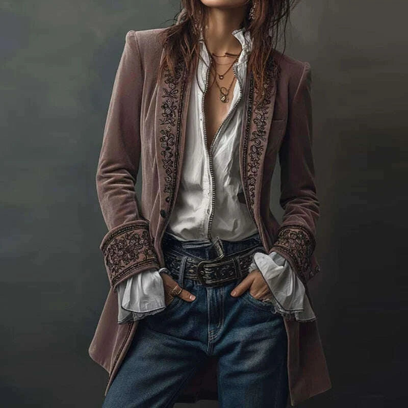 KIMLUD, New V Neck Patchwork Elegant Chic Jackets, Women Spring Autumn Long Sleeve Fashion Coat, Casual Simple Ladies Cardigan Outerwear, KIMLUD Womens Clothes