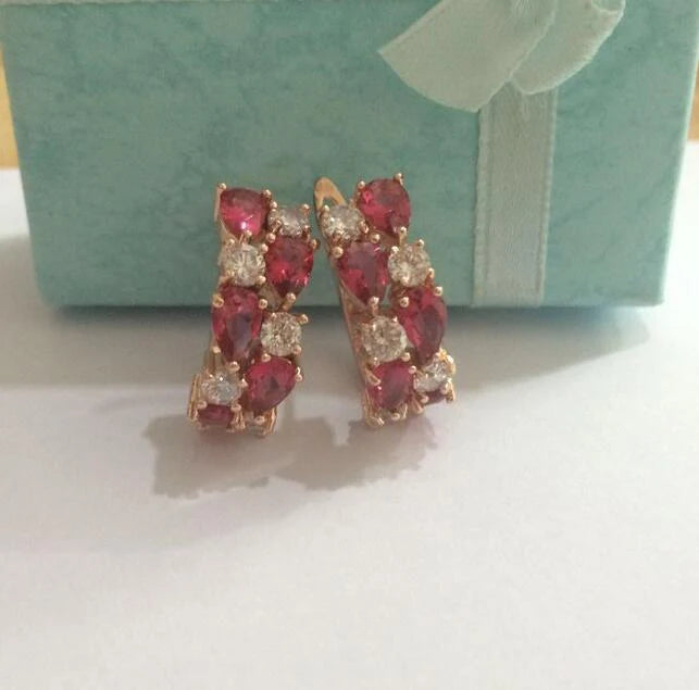 Semi-Precious Stone Stud Earrings Round — Silver | KIMLUD